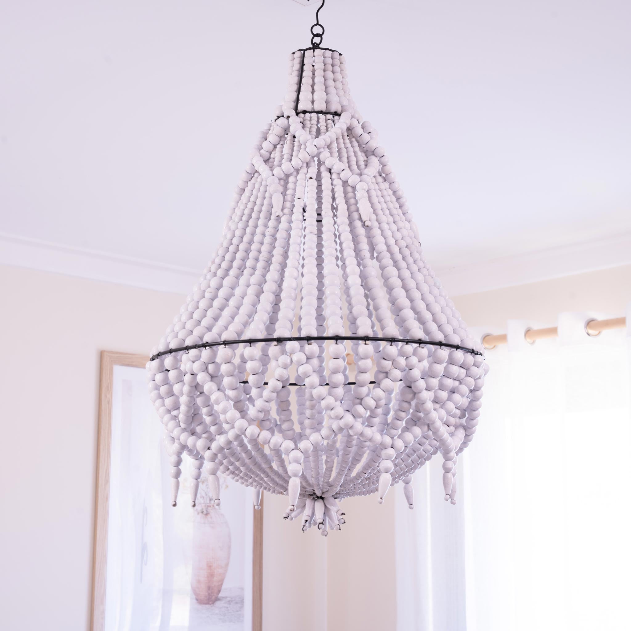 White wood bead deals chandelier