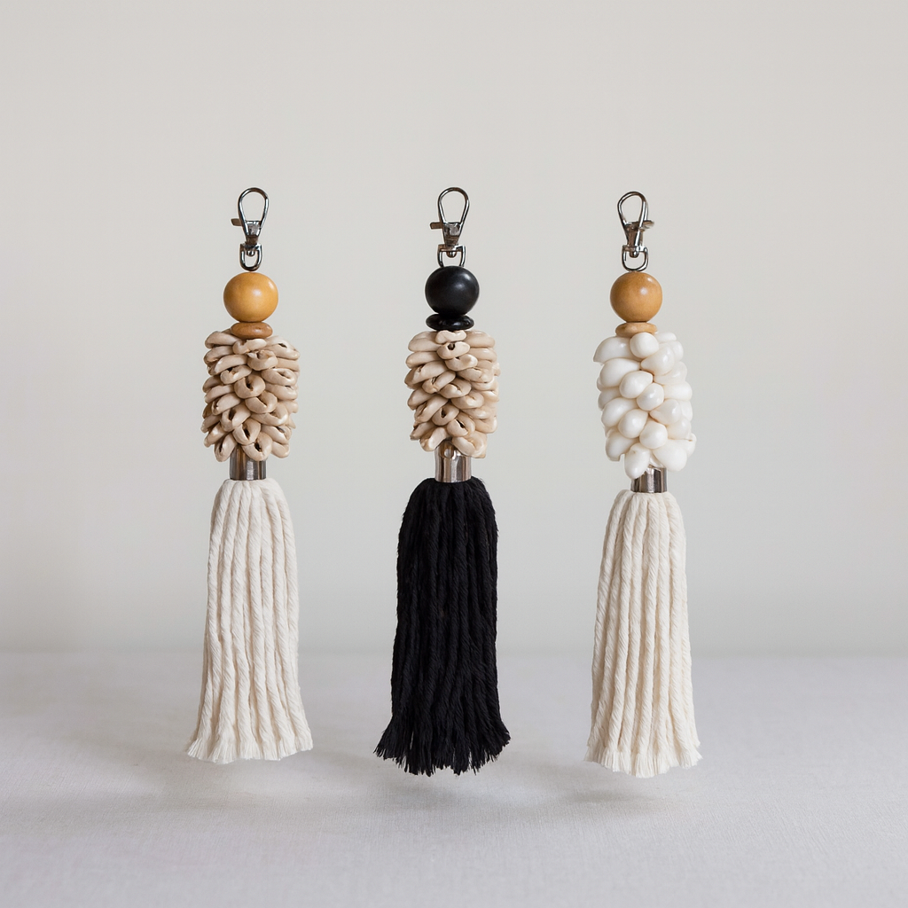 Shell & Tassel Bag Charm Keychain