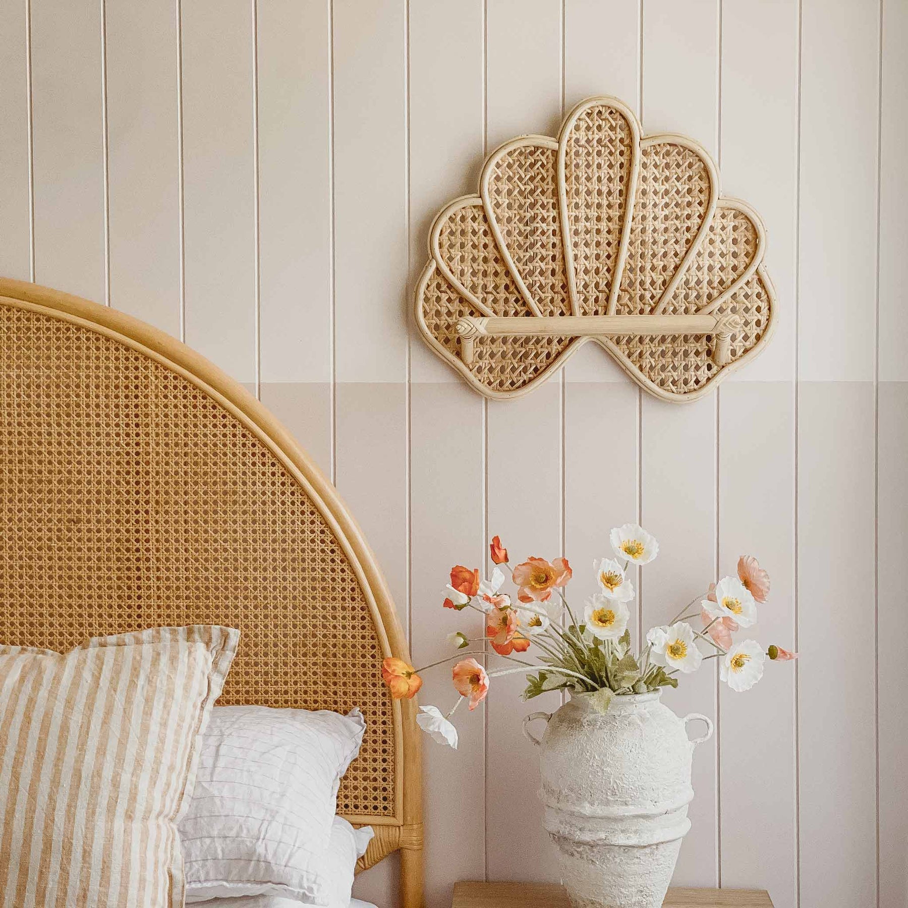 Ariel Rattan Shell Shelf - Bedroom Decor – Stitch & Straw