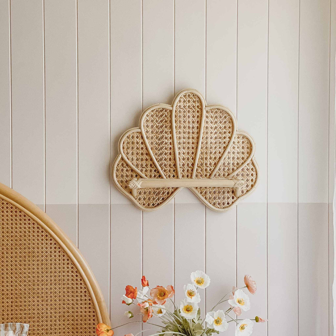 Ariel Rattan Shell Shelf - Bedroom Decor – Stitch & Straw
