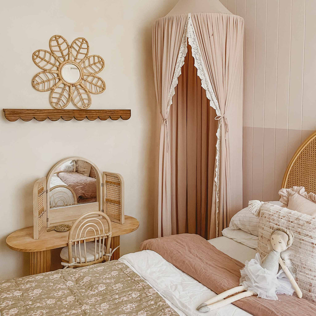 Aster Rattan Flower Wall Mirror - Stitch & Straw