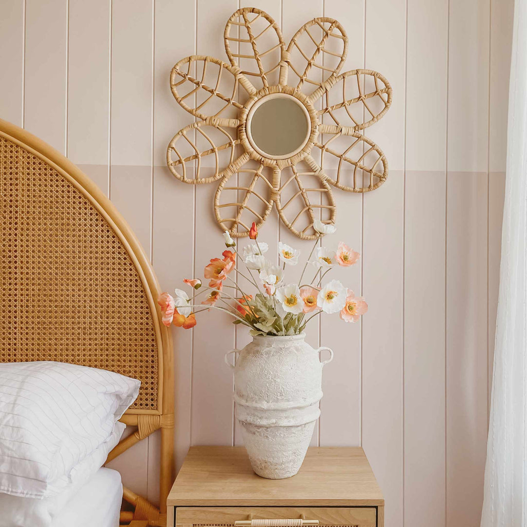 Aster Rattan Flower Wall Mirror - Stitch & Straw