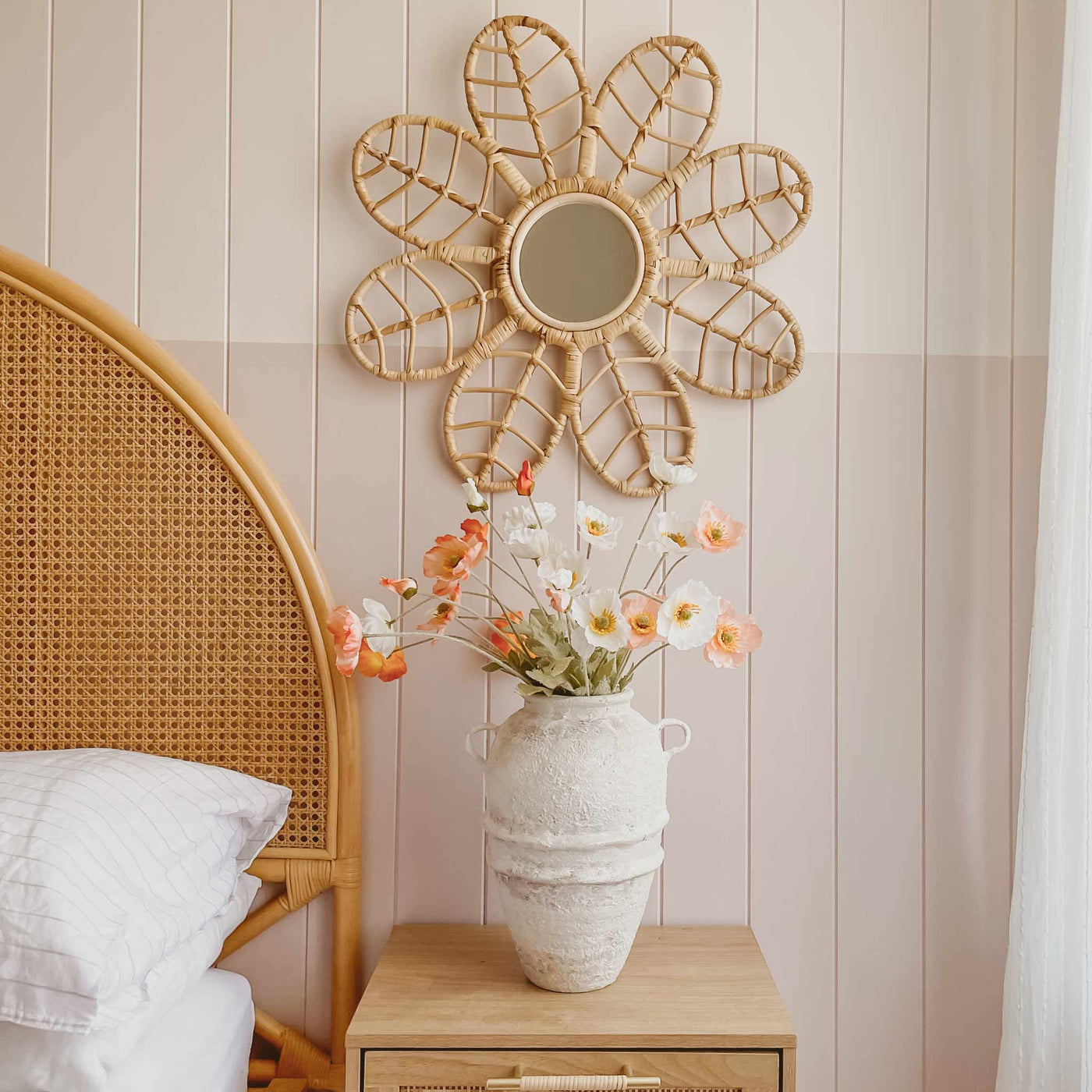 Aster Rattan Flower Wall Mirror