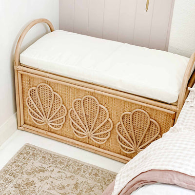 Clam Shell Rattan Trunk Storage