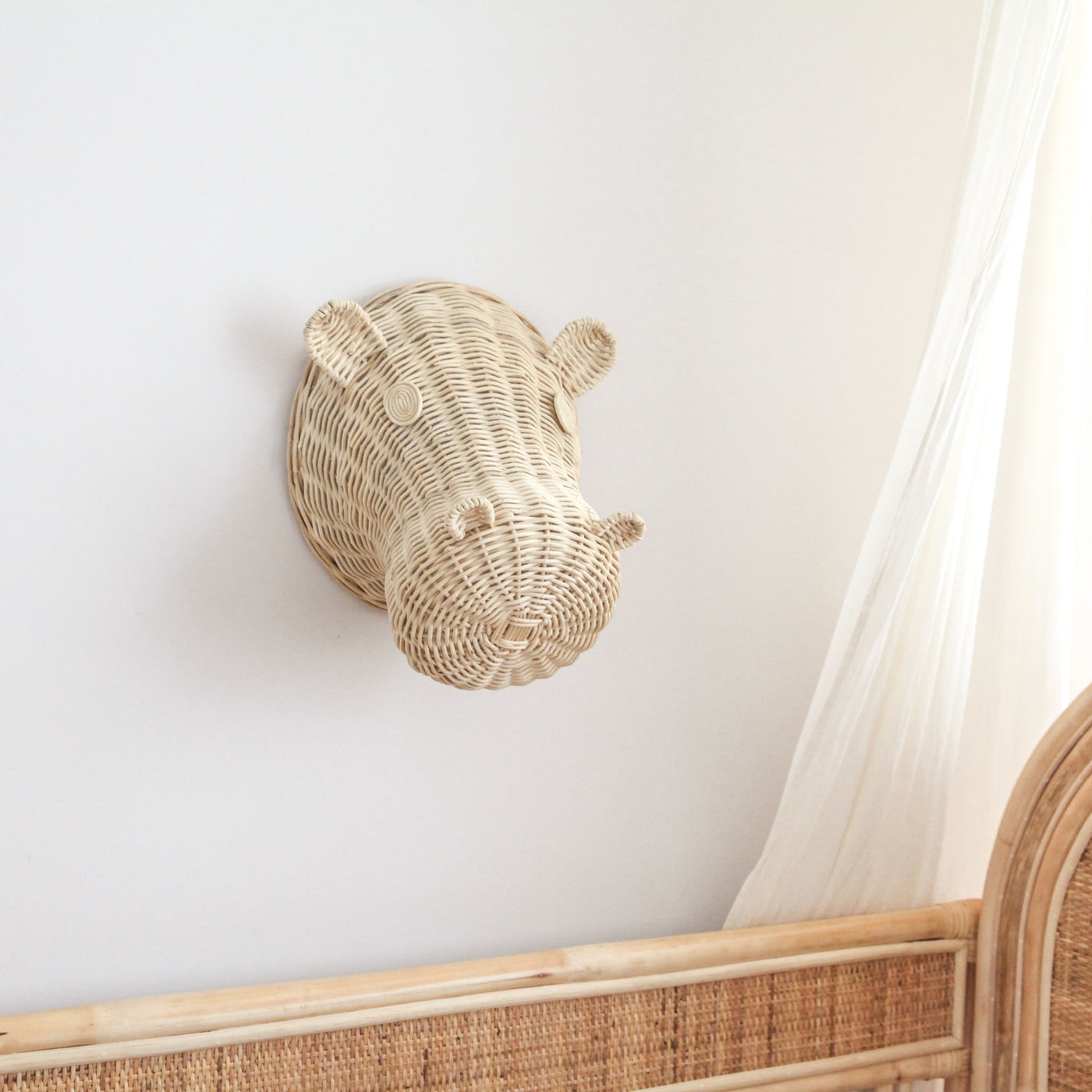 Gloria Rattan Hippo Head Wall Décor