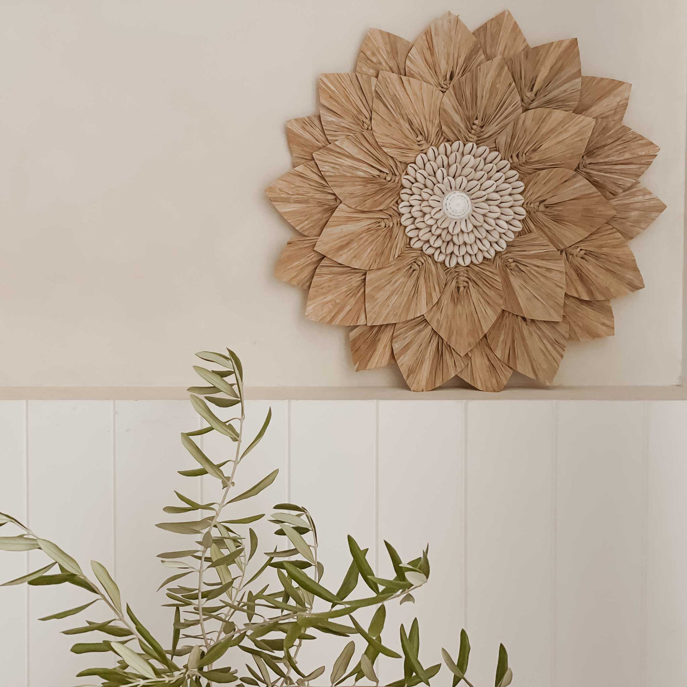 Lotus serenity Juju - Grass and Cowrie Shell Wall Art