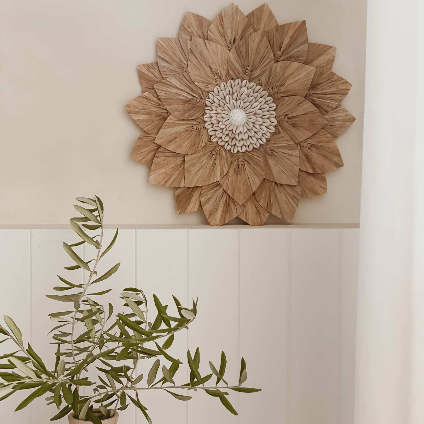 Lotus serenity Juju - Grass and Cowrie Shell Wall Art