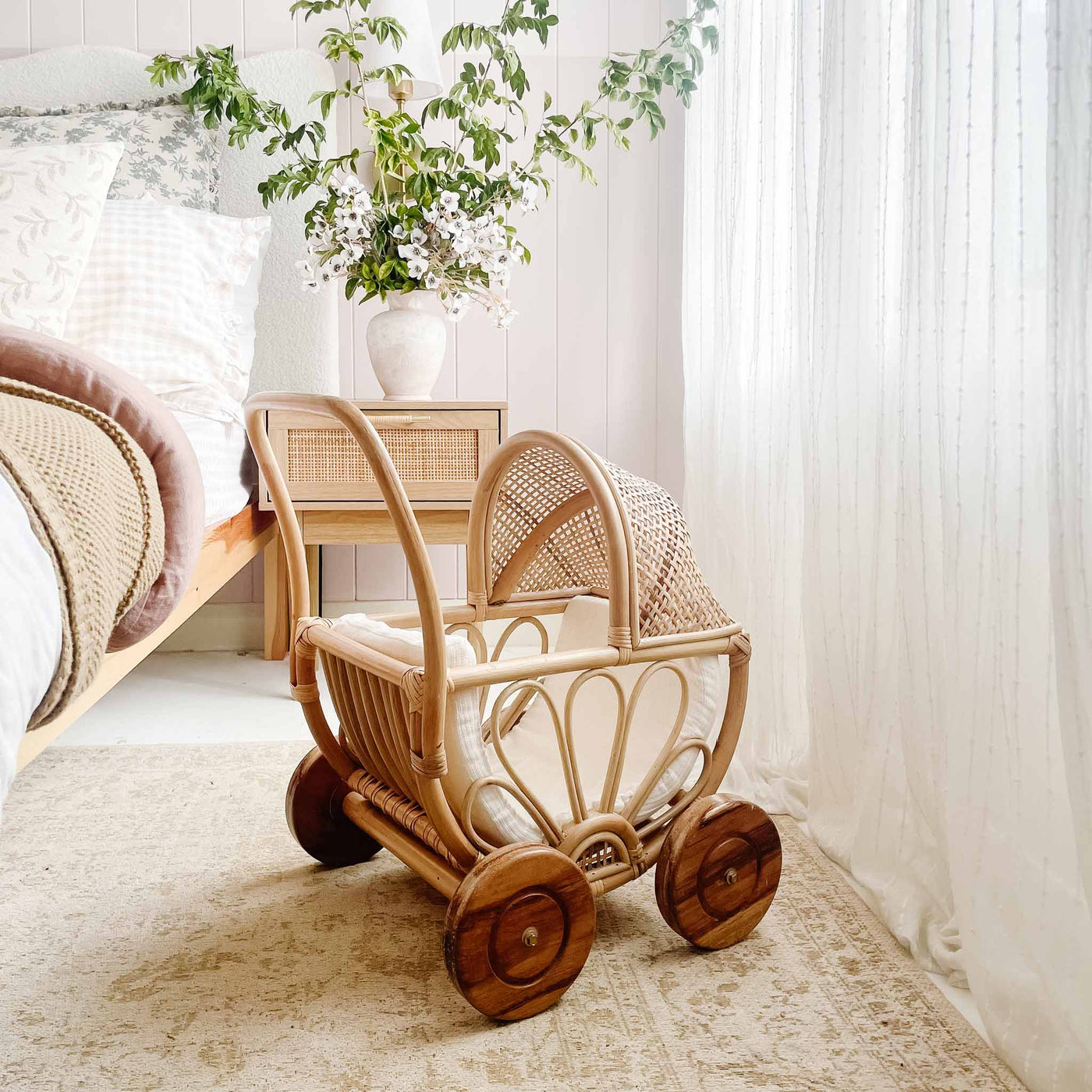 Luna Petite Rattan Doll Pram