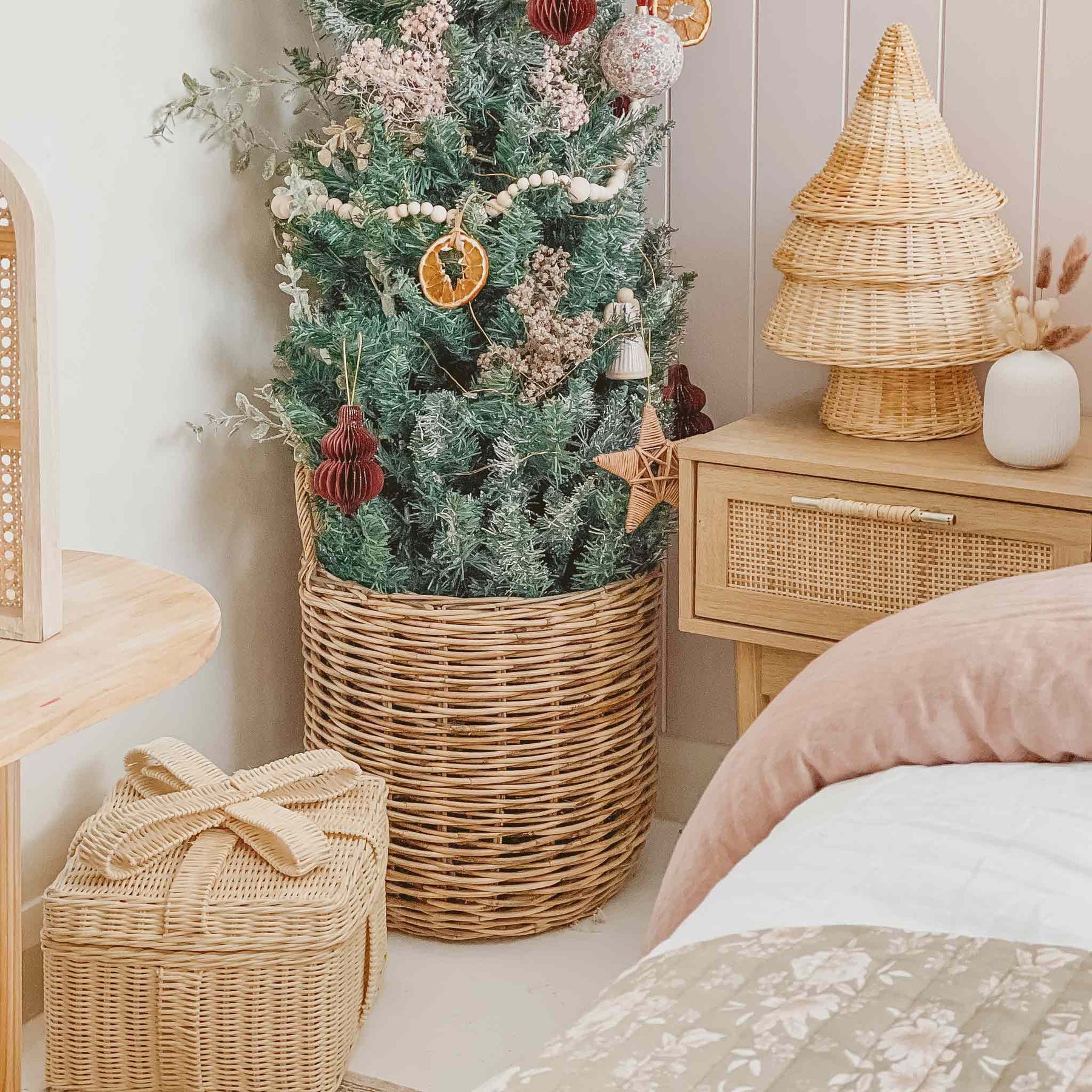 Tree Hanging Rattan Rattan Christmas Tree - Festive Decor – Stitch & Straw