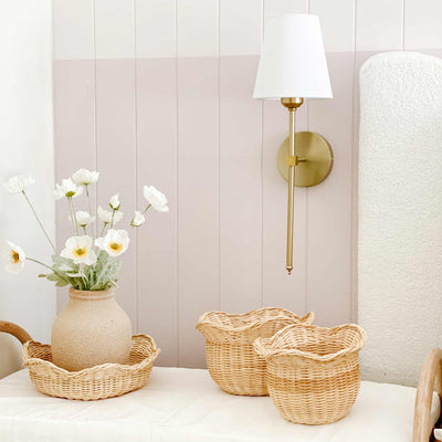 Scalloped Harmony 3-Pack Rattan Baskets