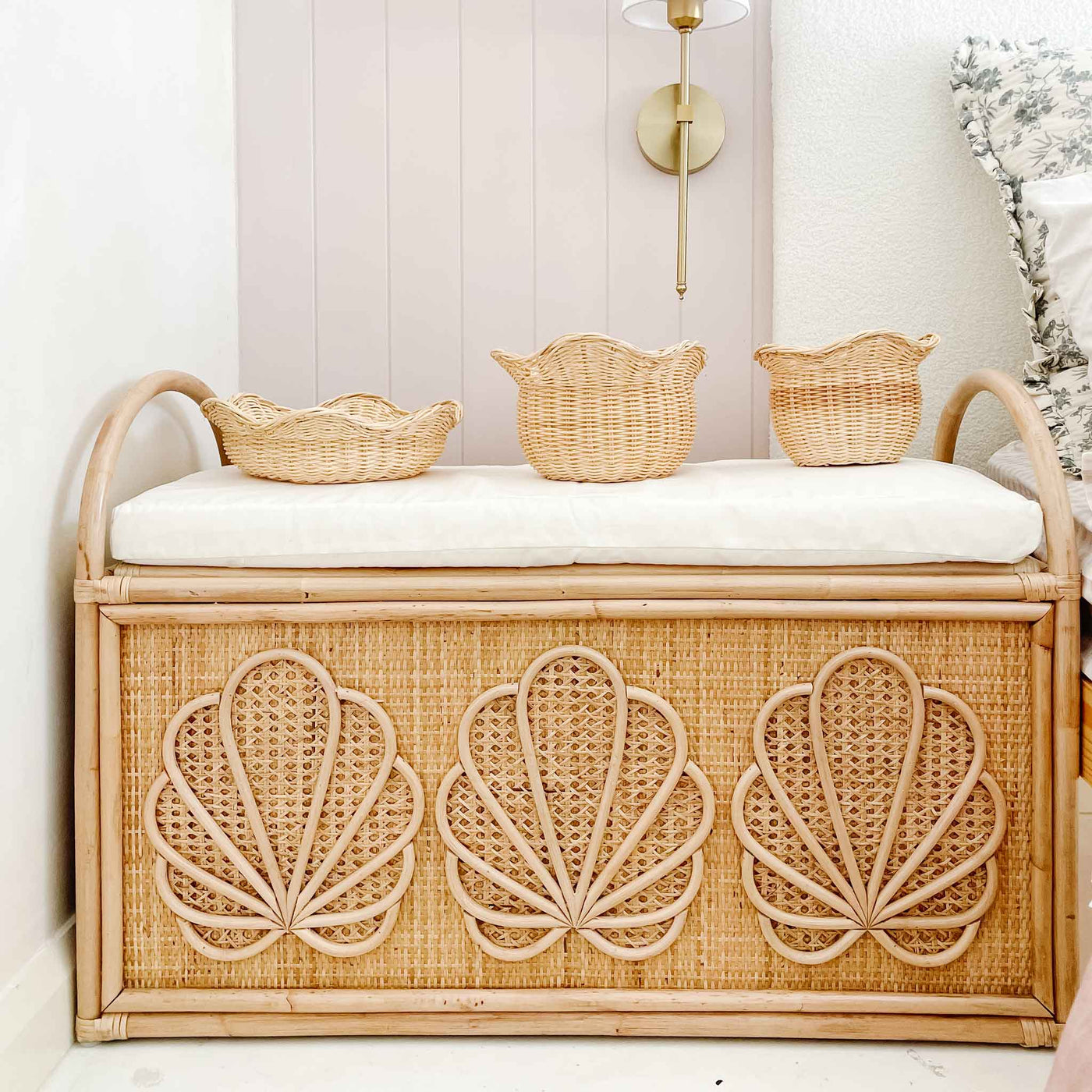 Scalloped Harmony 3-Pack Rattan Baskets