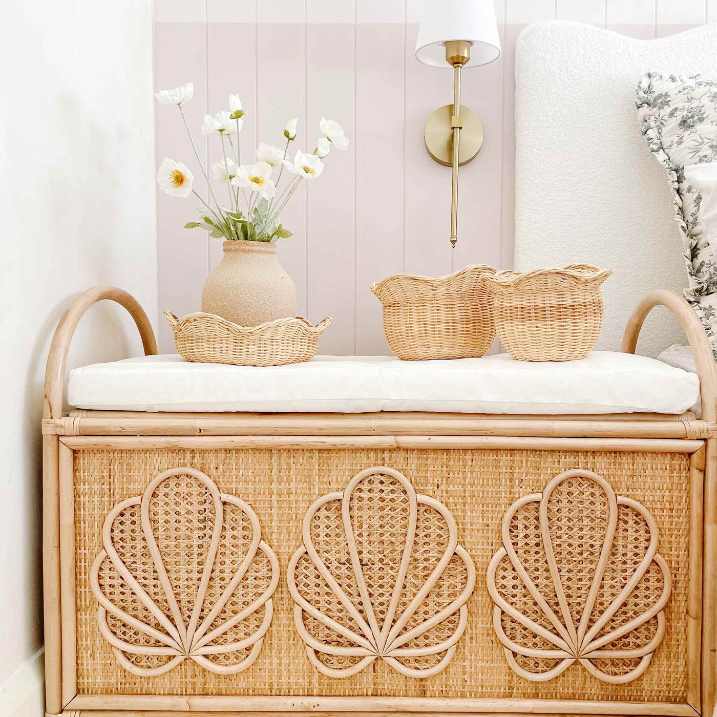 Scalloped Harmony 3-Pack Rattan Baskets