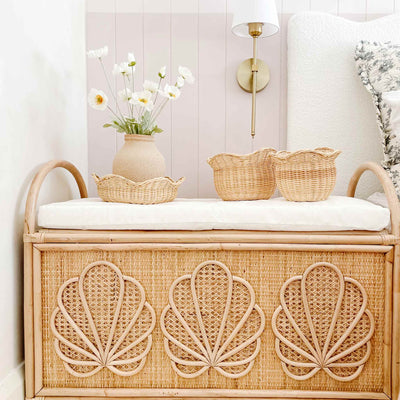 Scalloped Harmony 3-Pack Rattan Baskets