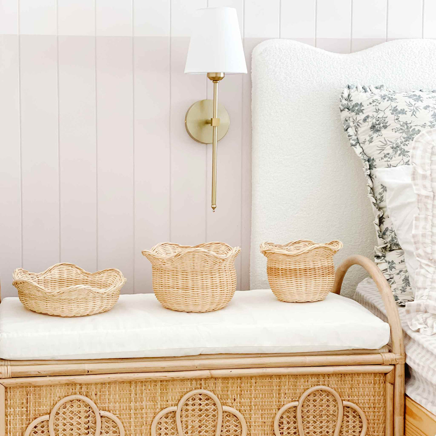 Scalloped Harmony 3-Pack Rattan Baskets