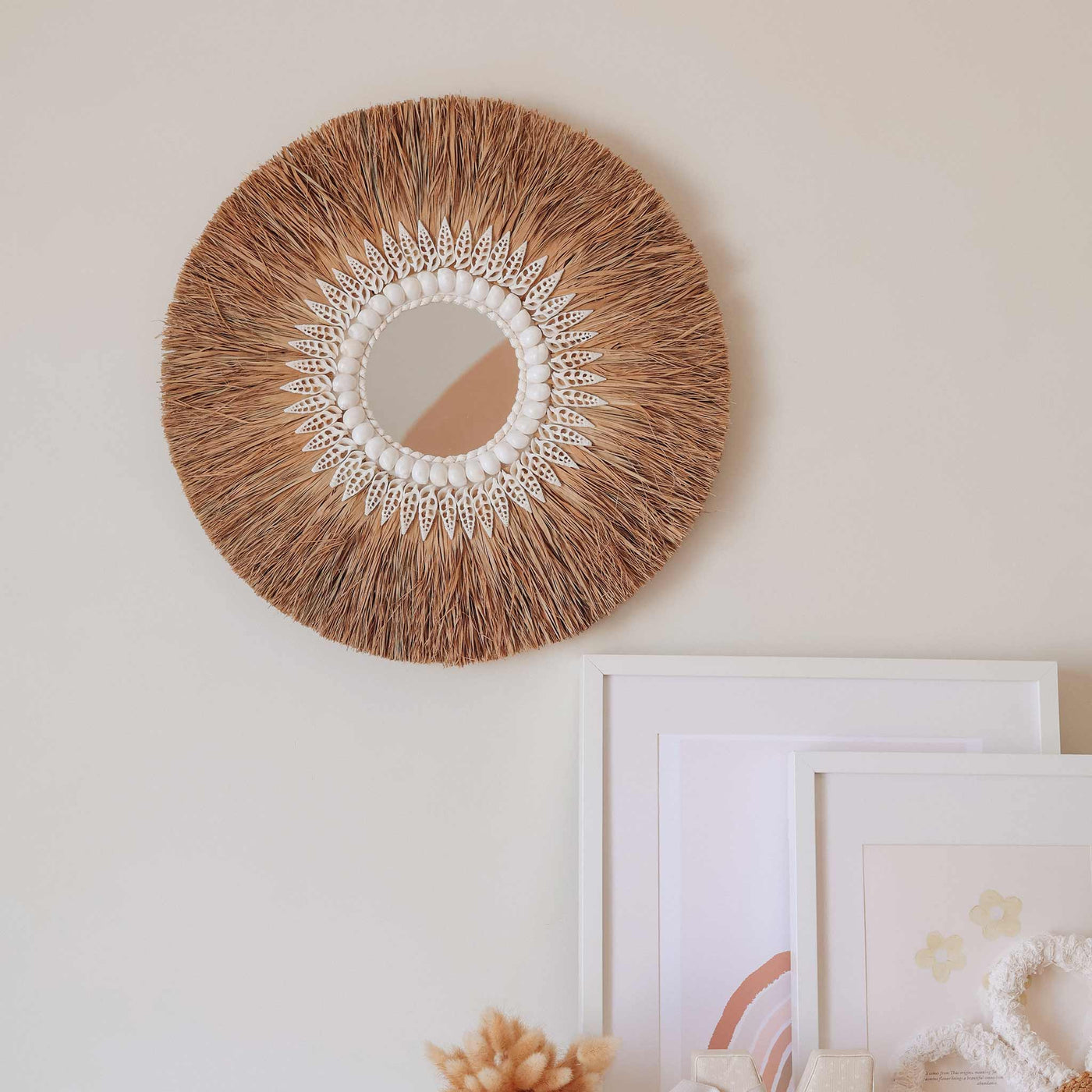 Seagrass Wall Hanging Shell Mirror