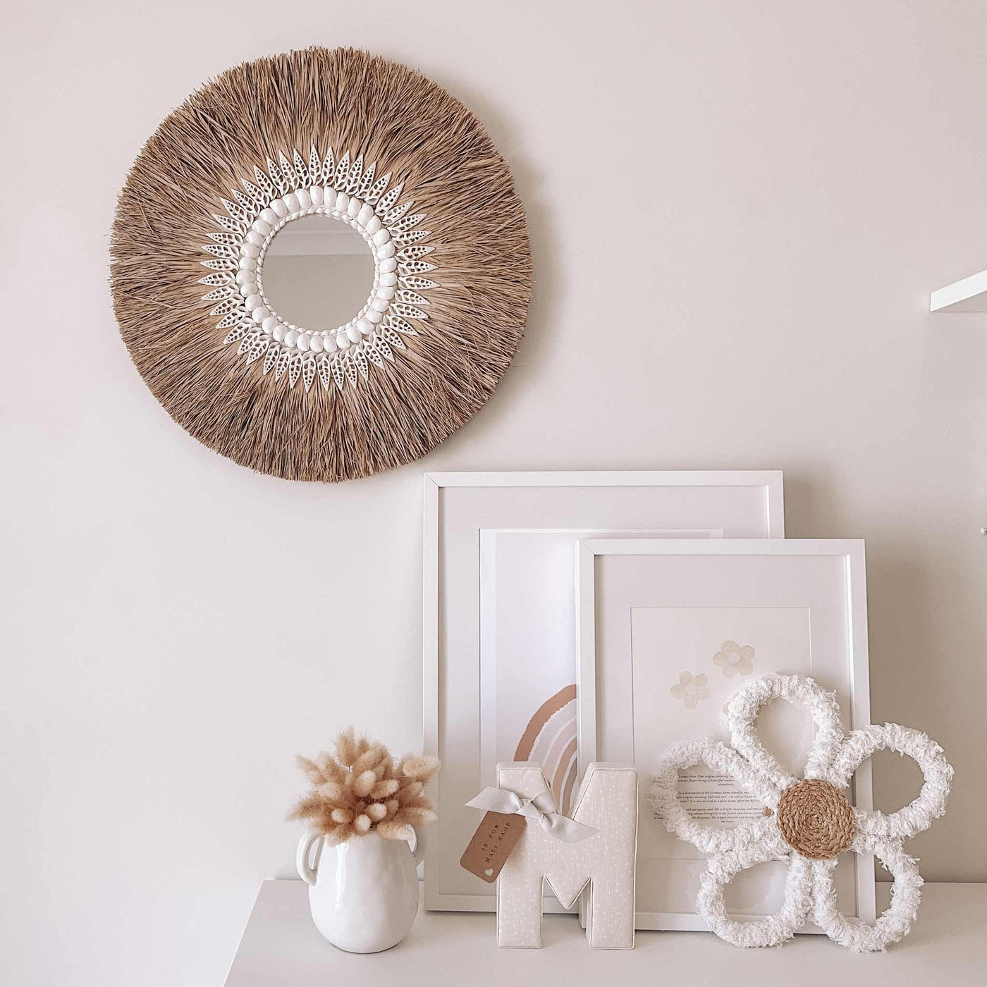Seagrass Wall Hanging Shell Mirror