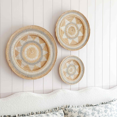 Solana Woven Wall Plate Set of 3 – Rattan Boho Wall Decor