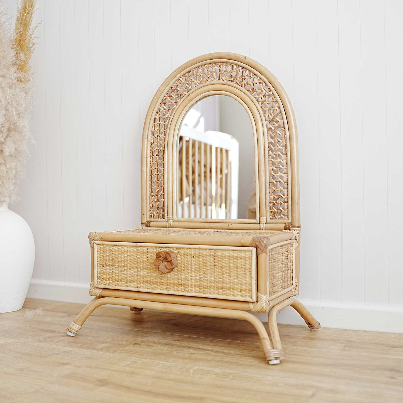 Vanity Bench Rattan Stella Kids Rattan Vanity – Stitch & Straw