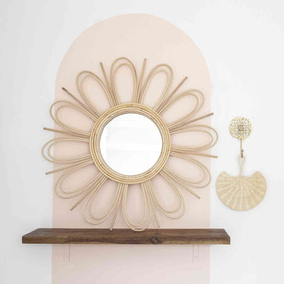 Bloom Rattan Petal Mirror