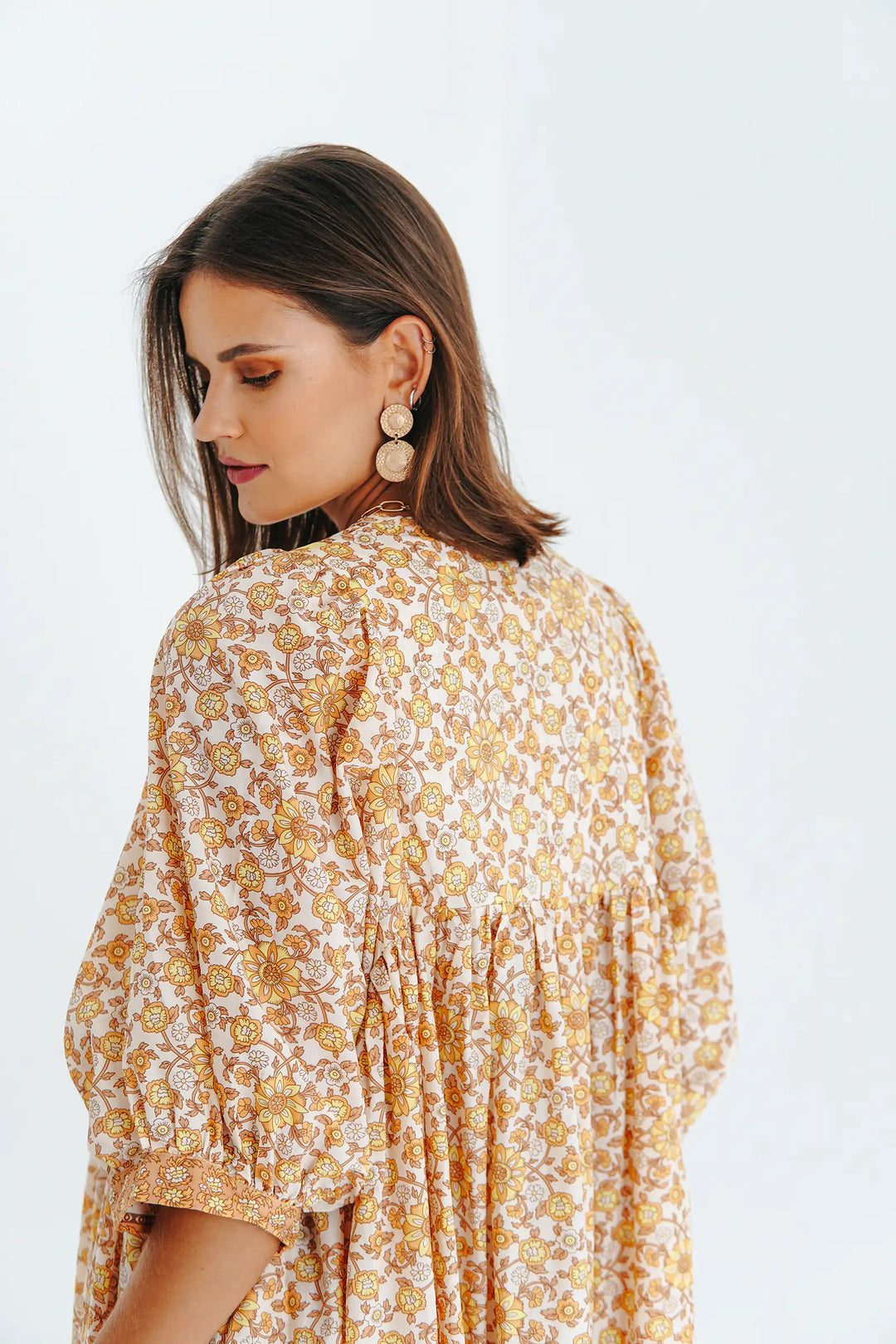 Hazel Lemon Yellow High Neck Midi Dress - FLEURMOON  Stitch & Straw