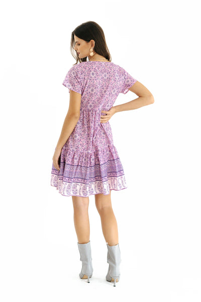 Luella Lilac V Neck Mini Dress