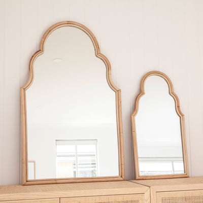 Salma Moroccan Rattan Large Arch Mirror