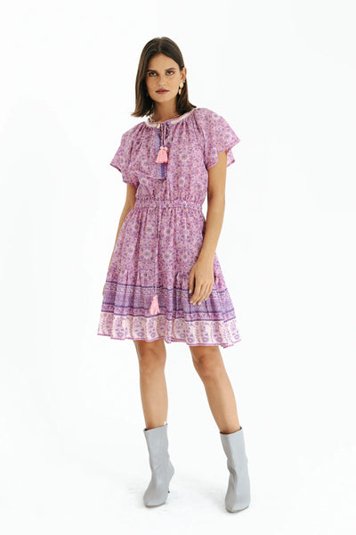 Sienna High Neck Lilac Mini Dress