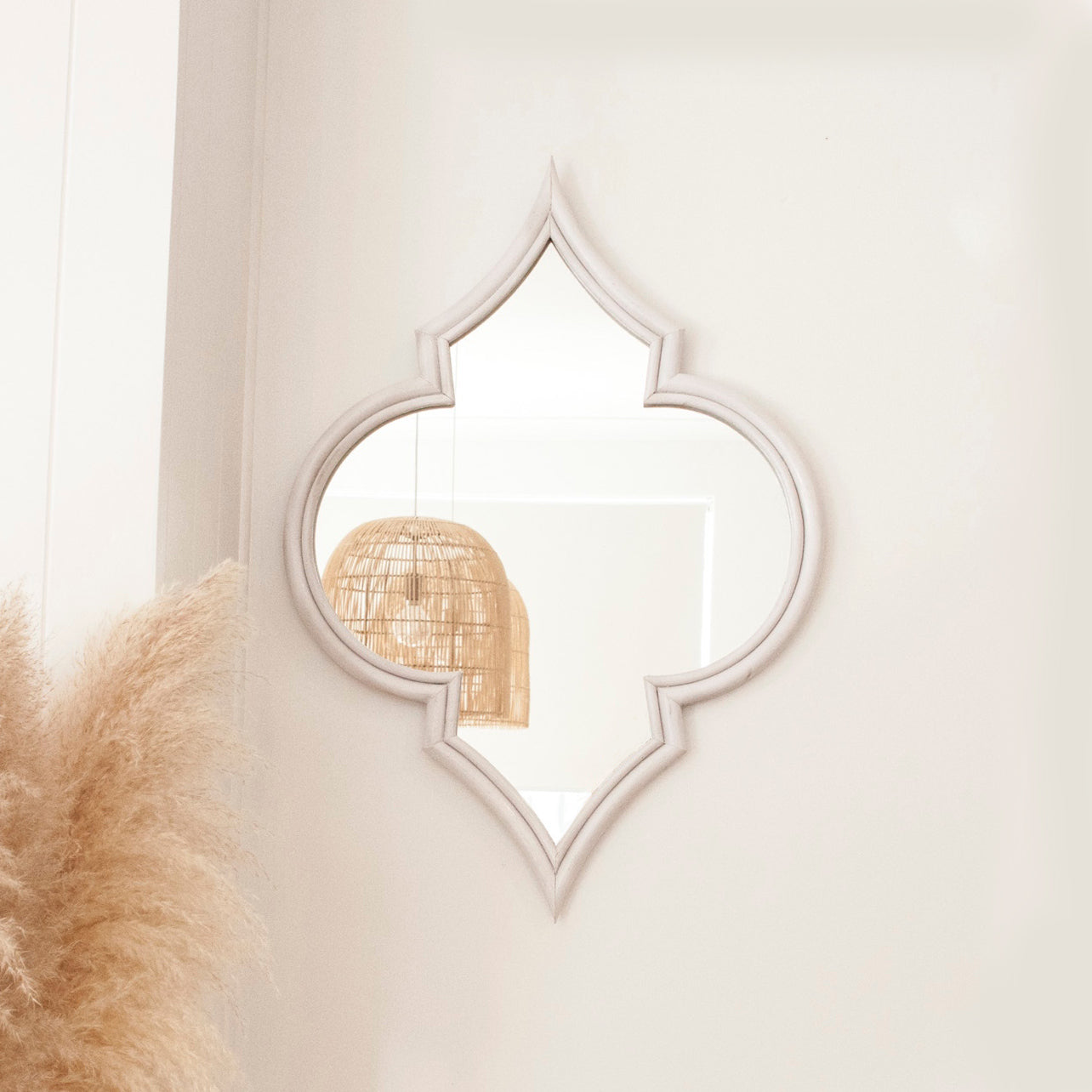 Soraya Ogee Moroccan White Rattan Mirror