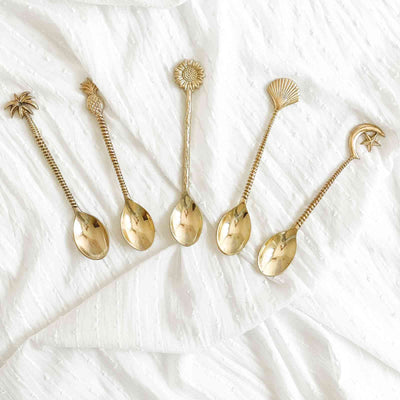 Decorative Polished Brass Serving Spoon