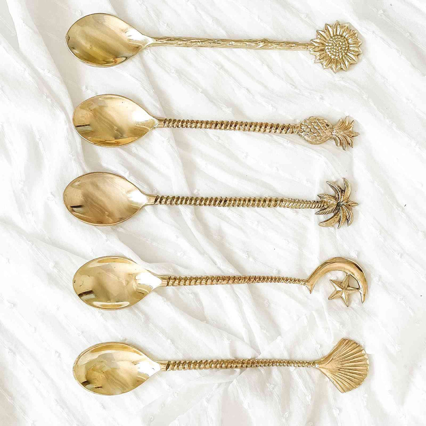 Decorative Polished Brass Serving Spoon