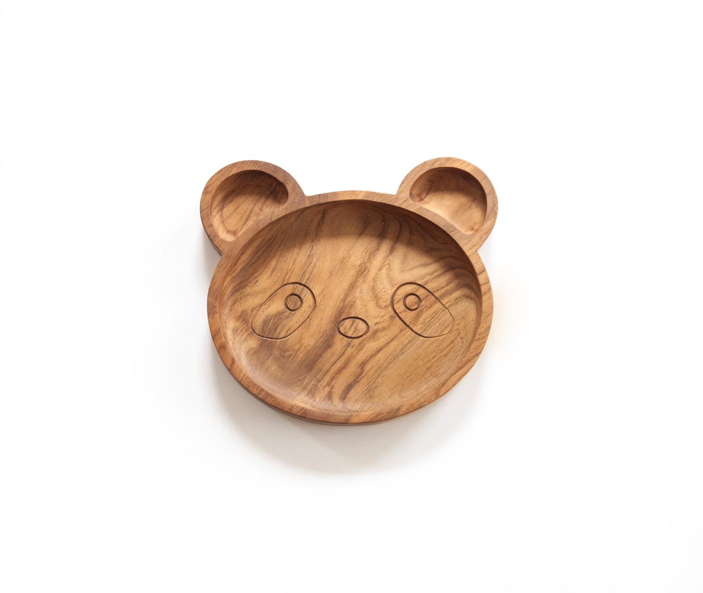 Panda Teak Divided Kids Plate