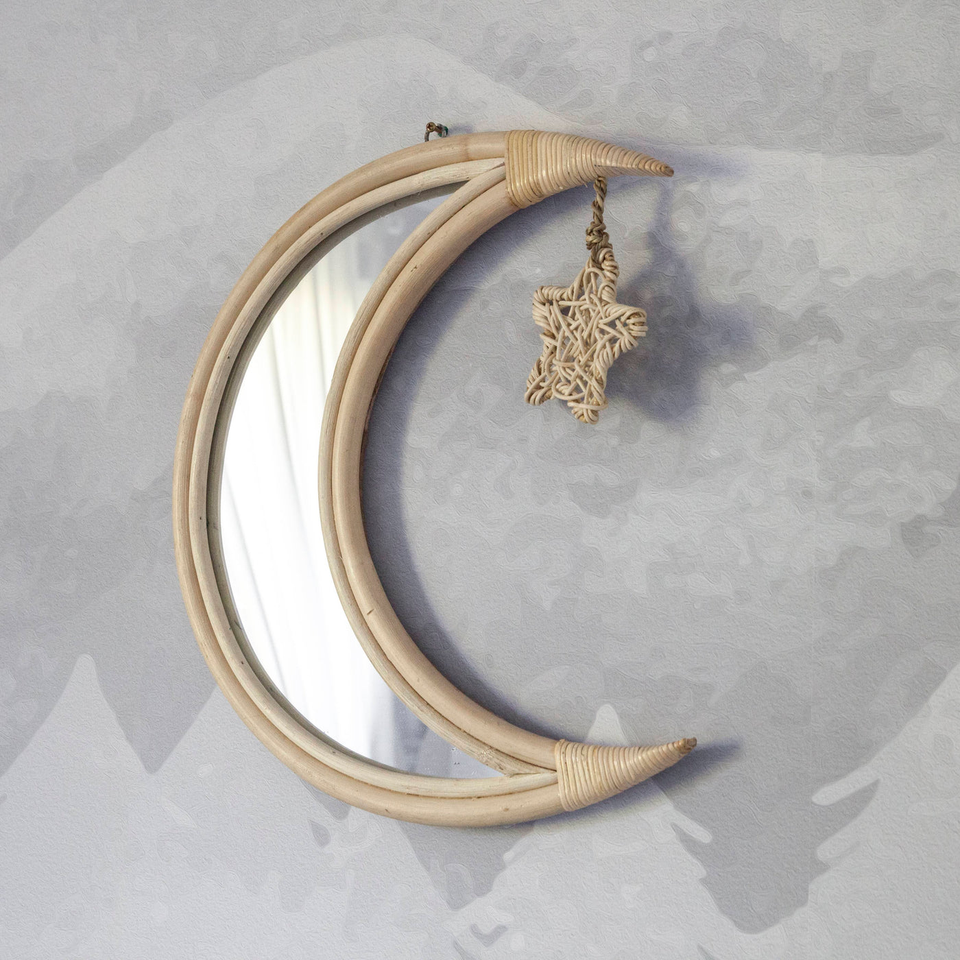Starry Night Star Tassel Rattan Moon Mirror