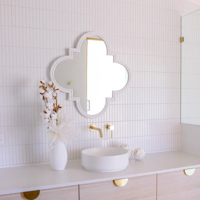 Zani Rattan White Hamptons Bathroom Mirror