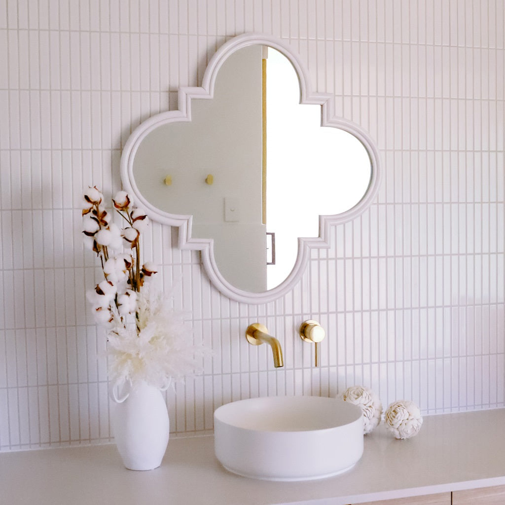 Zani Rattan White Hamptons Bathroom Mirror